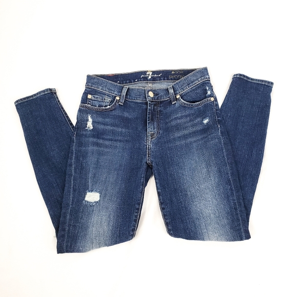7FAM Ankle Skinny Distressed Jeans Size 24 - Picture 6 of 11
